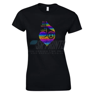 Custom Glitter Printed Ladies fitted T Shirt Personalised Garment - Picture 1 of 3
