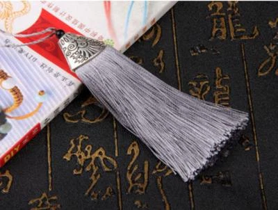 V81(1,10 pcs) 8cm Long tassel  Metal Cap (use for earring bookmark runner dress) - Image 1 of 4