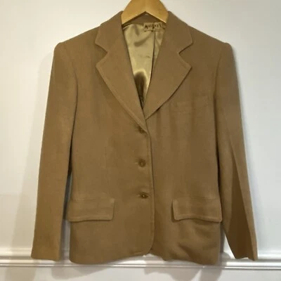 Vintage 60s Wool Blazer Womens Sz Medium Three Button Beige Jacket - Image 1 of 4