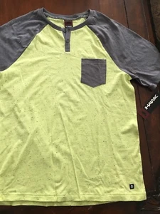 NWT Hawk (khol’s Store) Mens Large 2 Button Pullover T-shirt , Yellow & Gray - Picture 1 of 5