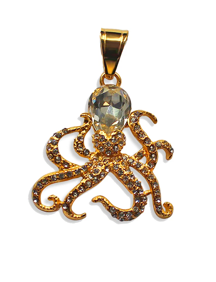 Original Bahnmüller Edelstahl Krake Anhänger 36 x 33mm in Gold (1513) - Bild 1 von 1