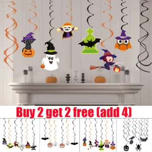 Halloween Hanging Swirls Foil Decorations Ceiling Bat Spider Pack of 6/8PACK - Picture 1 of 16