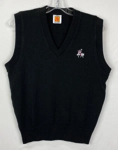A+ Sweater Vest Youth Large Black Knight Jousting Embroidered LOGO By SAT - Picture 1 of 5