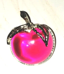 Vtg Sarah Coventry, Jelly Belly Silver Tone Lucite Red Apple Pin Brooch - Picture 1 of 8