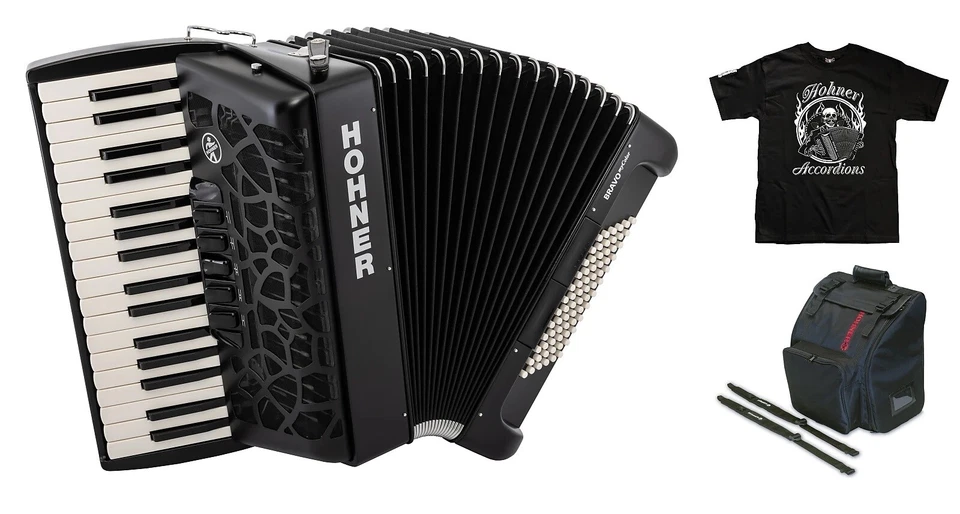 Hohner Bravo MyColor Chromatic 72 Bass Piano Accordion Night Jet Black BR72-JT