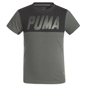 PUMA KIDS Boys Gray/Black Graphic Logo Short Sleeve T-Shirt Size 6 - Picture 1 of 4