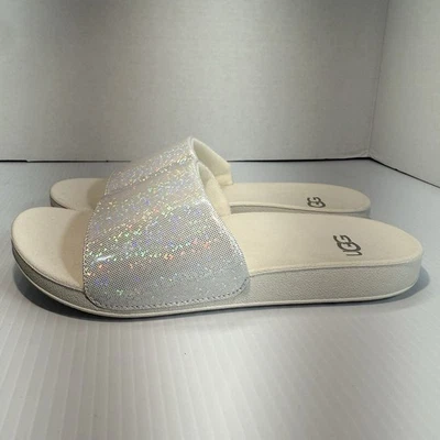 UGG Glitter Slide Kids US 3 Sandals White New W/o Box, MSRP $40 - Image 1 of 4