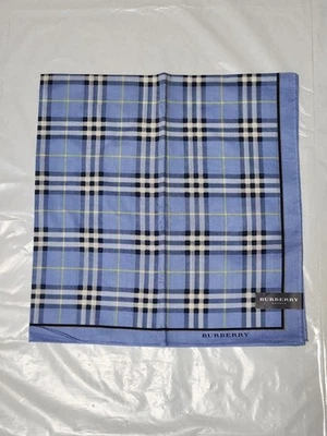 BURBERRY Unused Cotton Handlerchief Scarf Check Blue - Image 1 of 2