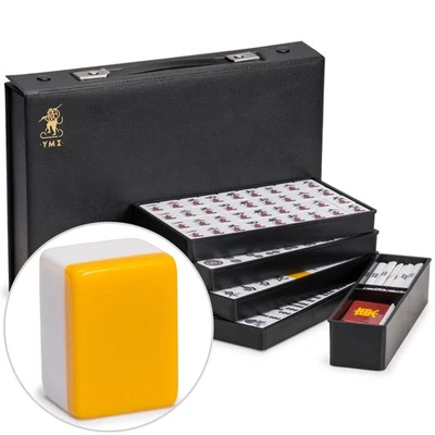 Japanese Riichi Mahjong Set with Standard Size Tiles and Black Vinyl Case - Image 1 of 4