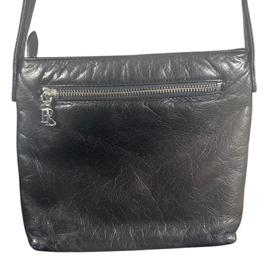Ralph Lauren Black Leather Shoulder Bag with Zip Pocket has patina soft leather  - Image 1 of 4