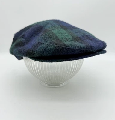 Gorra a Cuadros de Lana Haband de Colección Sombrero de Newsboy Azul Marino Tartán EE. UU. Talla Mediana Hecha en Unión Foto 1 de 4