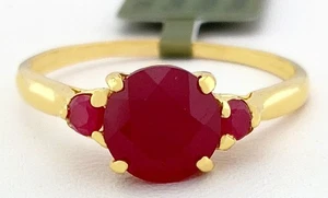 GENUINE 1.75 Cts RUBY RING 10K YELLOW GOLD - Free Certificate Appraisal - Picture 1 of 7