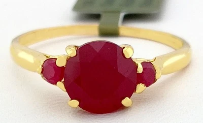 GENUINE 1.75 Cts RUBY RING 10K YELLOW GOLD - Free Certificate Appraisal - Image 1 of 4