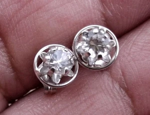 14 Karat Weißgold Ohrstecker klarer Stein Ohrringe 5 mm - Bild 1 von 8