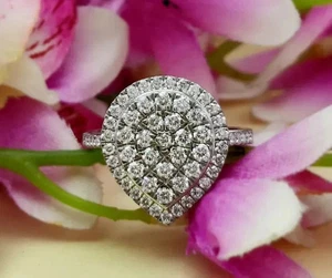 2.80 Ct Round-Cut G/VS1 Lab Grown Diamond Cluster Engagement Ring 14k White Gold - Picture 1 of 6