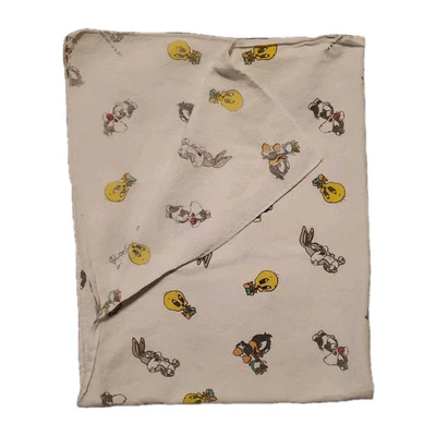Cobertor de recepção vintage BABY LOONEY TUNES 100% algodão EUA 27" X 34" swaddle - Imagem 1 de 3