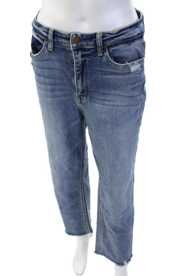 Pantalones de mezclilla Flying Monkey para mujer novio recortados cintura alta azules talla 29 Foto 1 de 4