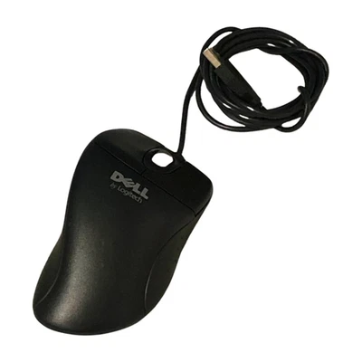 Dell Logitech M-BA47 Ergonomic Wired Scroll Wheel Black Mouse USB - Image 1 of 4