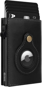 Toyfid Wallet Genuine Black Leather Designed with Airtag Holder New - Imagen 1 de 8