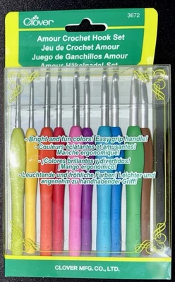 Juego de 10 ganchos de ganchillo Clover #3672 Amour tamaños surtidos hilo nuevo ganchillo Foto 1 de 2