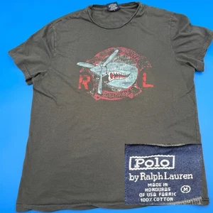 90s VTG Polo Ralph Lauren Mens T Shirt Flying Tigers Shark Squadron Graphic Tee - Picture 1 of 6