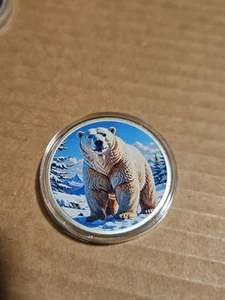 Hayleybug Mint Polar Bear 1 oz silver Color Round #2/15 - Picture 1 of 2