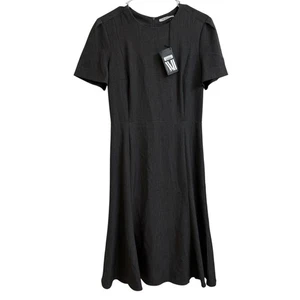 Abito donna MM Lafleur taglia 8 Inez twill grigio antracite manica corta aderente e svasato - Foto 1 di 10