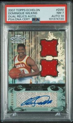 2007-08 Topps Echelon #DWI DOMINIQUE WILKINS Patch/Auto #’d/199 | PSA 7/PSA 10 - Image 1 of 4