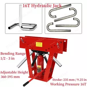 Hydraulic Pipe Tube Bender Tool Manual Heavy-Duty Pipe Bending Machine 16T Red - Picture 1 of 22