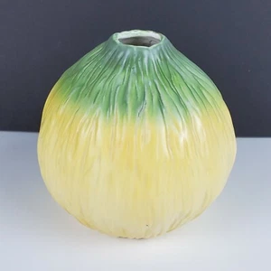 Mann 6in Ceramic 1995 Gourd Pottery Yellow to Green Radiant Signed - Picture 1 of 5