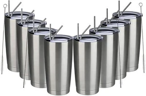 20Oz Tumbler 8 Pack Double Wall Vacuum Insulated Travel Mug Bulk, Stainless Stee - Picture 1 of 9