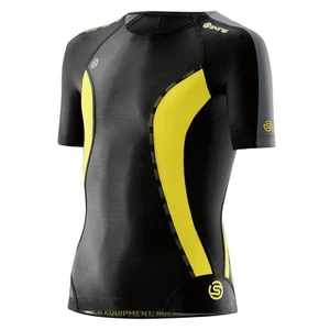 SKINS DNAMIC YOUTH COMPRESSION SHORT SLEEVE TOP - BLACK / CITRON - Picture 1 of 2