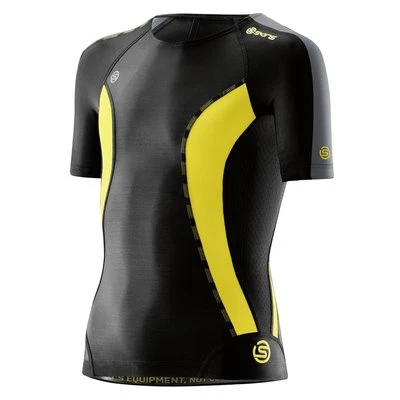 SKINS DNAMIC YOUTH COMPRESSION SHORT SLEEVE TOP - BLACK / CITRON - Image 1 of 2