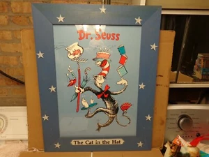 DR SEUSS THE CAT IN THE HAT FRAMED ART 20X26 GLASS COVERING - Picture 1 of 7