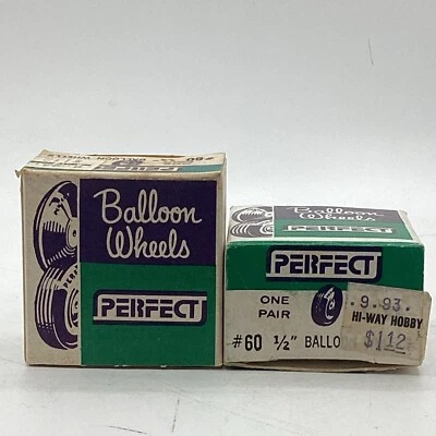 (2) NOS Perfect Parts Co. 1 Pair Of 1/2" Balloon Wheels #60 RC Airplanes Parts - Image 1 of 4