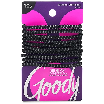Ouchless No Slip Hair Ties, 10 Ct, Black, 4MM Rubber Bands, Slideproof, Pain-Fre - Image 1 of 4