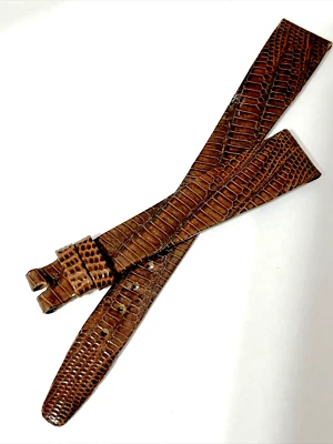Correa de Reloj Corum 14 x 10 Brillante Marrón Oscuro Cuero de Lagarto Delgado Largo 7.1" Suizo Foto 1 de 4