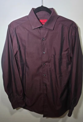 Camisa de vestir elástica ajustada Alfani para hombre roja y negra microrayas talla 15 32/33 M Foto 1 de 4