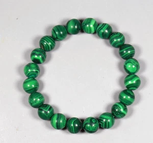 AAA Natural Chrysocolla Green Malachite Crystal Gem Polished Beads Bracelet 10mm - Picture 1 of 10