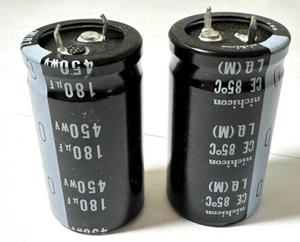 2X - 180uF @ 450V (85°) - **NICHICON LLQ** SNAP-IN ELECTROLYTIC CAPACITOR #193 - Picture 1 of 3