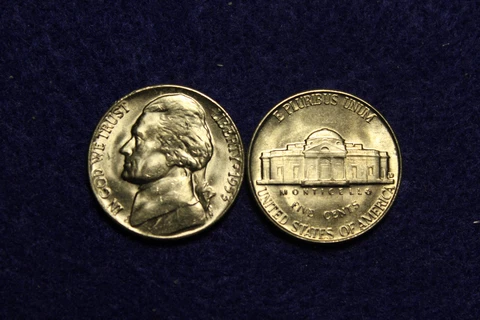 1953 D BU Jefferson Nickel From Original Roll Cover