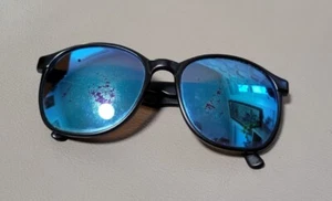 Rare 1980s Vintage Revo Sunglasses Japan Frame Black w/ Blue Mirror Lenses - Picture 1 of 16