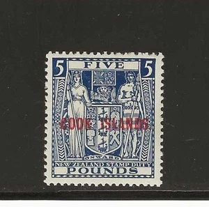 Cook Islands Scott #126c mint lh, 5 Pound, 1954 Cook Isl. overprinted fiscal sta - Picture 1 of 2