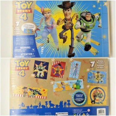 (7 НАБОР ГОЛОВОЛОМОК) Disney Toy Story 4 головоломки - с деревянной коробкой для хранения - новый - Изображение 1 из 4