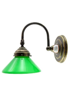 Applique ottone brunito,lampada parete illuminazione con vetro ministeriale ac14 - Foto 1 di 4