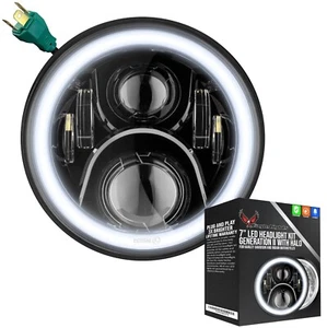 Eagle Lights 7" Gen 2 LED Headlight w White Halo Ring - Harley Davidson & Indian - Bild 1 von 11