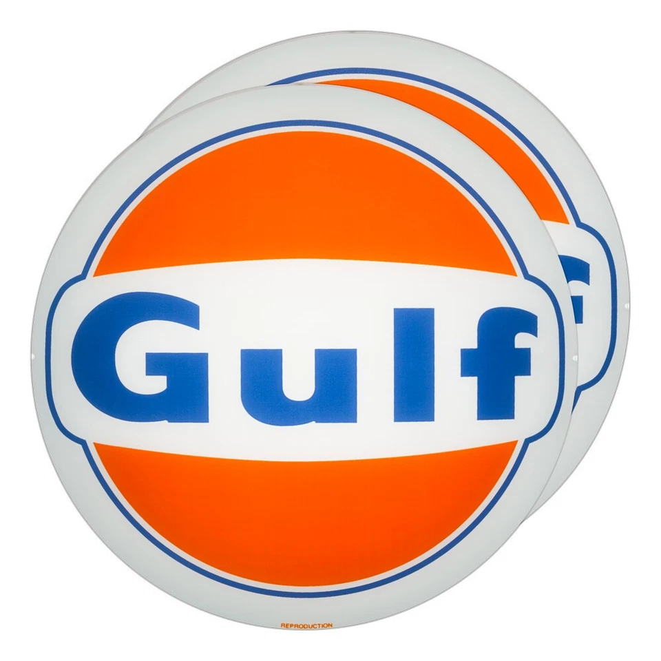 Gulf 1960's Logo 13.5" Pair of Gas Pump Lenses (G138b) - Image 1 of 1