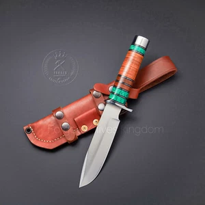 Rare!!! Custom Handmade D2 Malachite Bowie Black Stacked Leather, Wood, Micarta - Picture 1 of 4