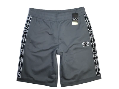 Emporio Armani EA7 Bermuda Sweat Shorts with Ribbed Stripe Logo NWT Gray - image 1 of 4