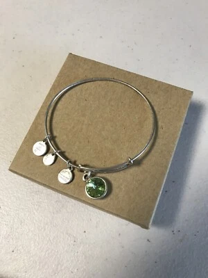 Alex and Ani PERIDOT CRYSTAL Birthstone Silver Charm Bangle - Image 1 of 3